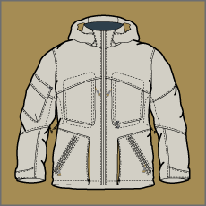 nordica apparel, mens, line drawing, outdoor apparel