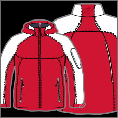 nordica apparel, mens, line drawing, outdoor apparel