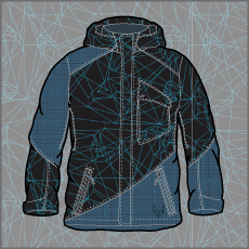 nordica apparel, line drawing, mens, ski outerwear, ski clothing