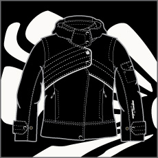 nordica apparel, line drawing, womens, ski outerwear, ski clothing