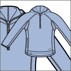 garment line drawings, womens, mens, running apparel, exercise clothing